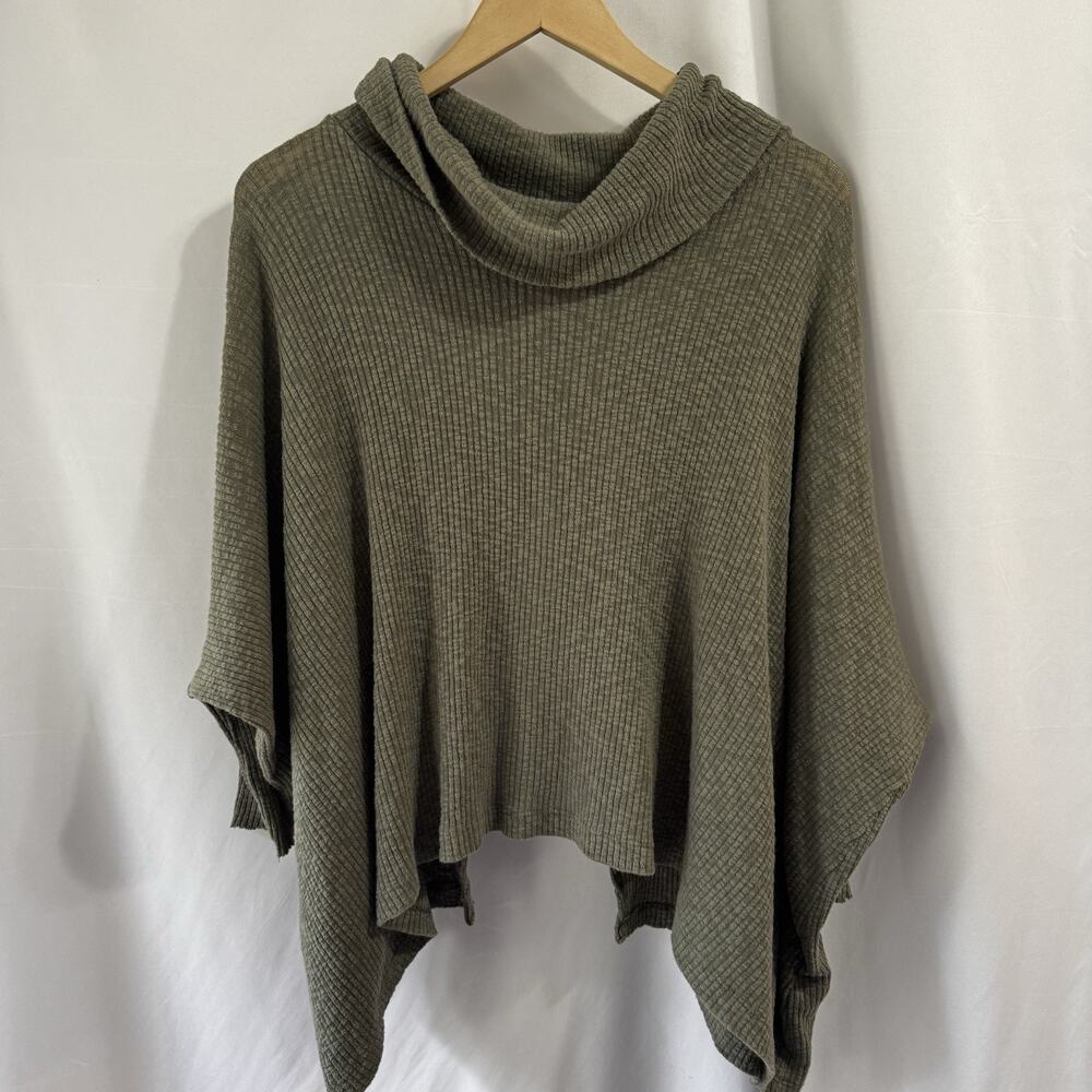 Free People Womens Beach World Traveler Open Back Oversized Olive Sweater Medium